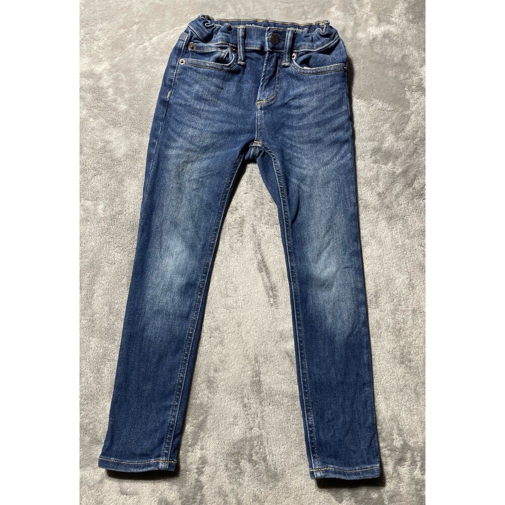 GAP Boys Denim Stretch Skinny Jeans Blue Medium Wash Solid Button Size 6
